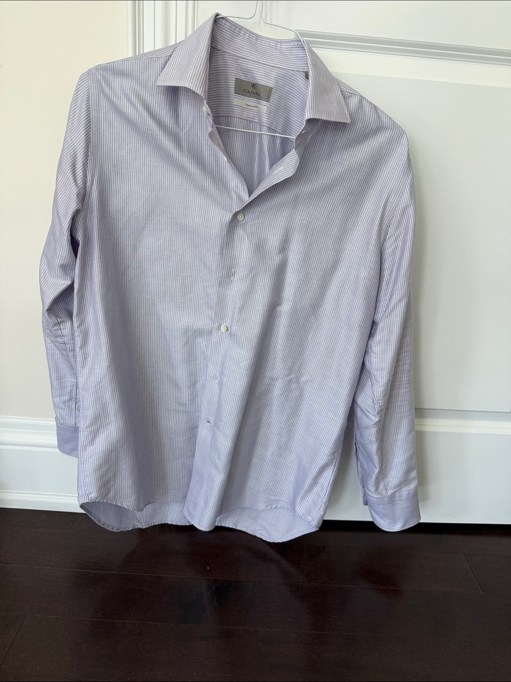 Canali Cotton Lavender Pinstripe Men's Dress Shirt